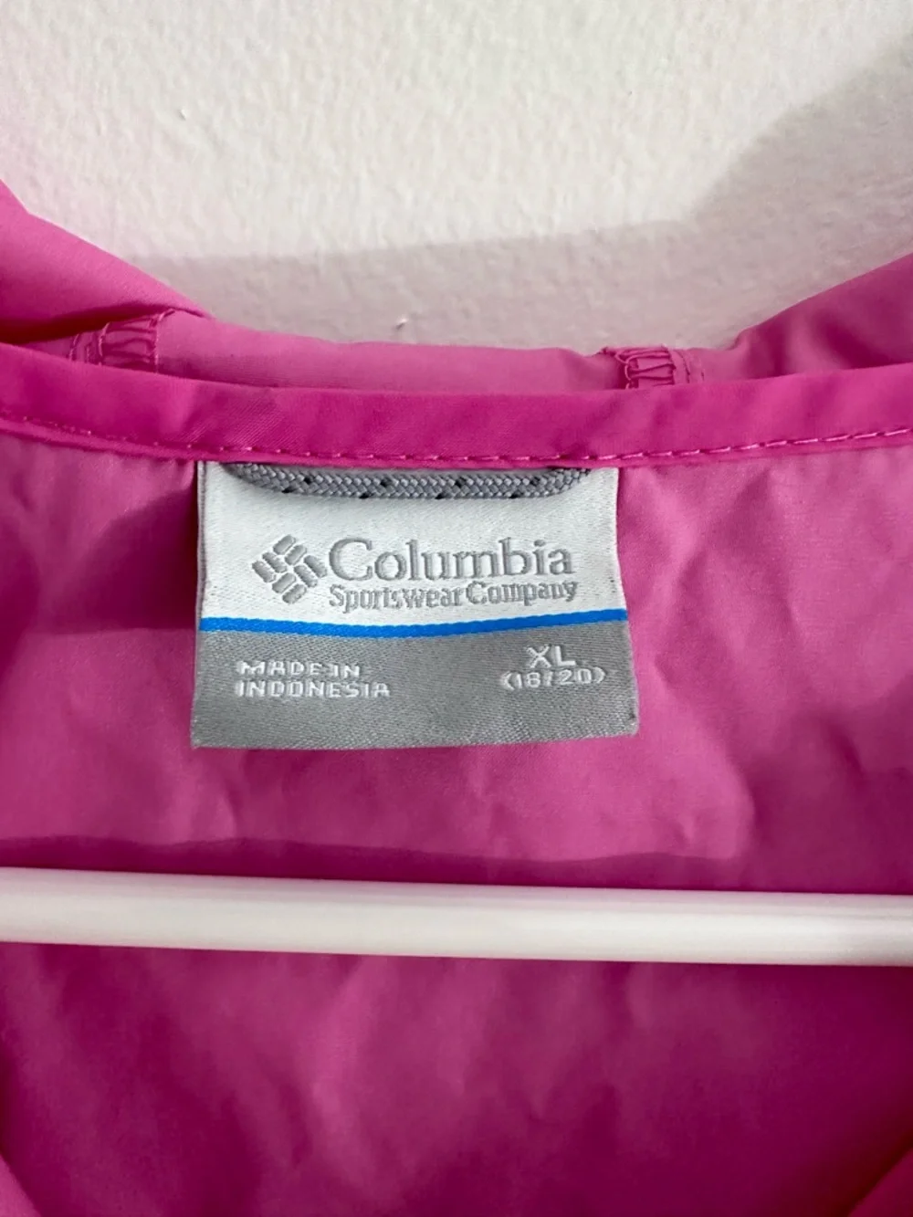 Columbia Girls XL 18/20 Switchback Rain Jacket Pink Magenta Hooded Full Zip